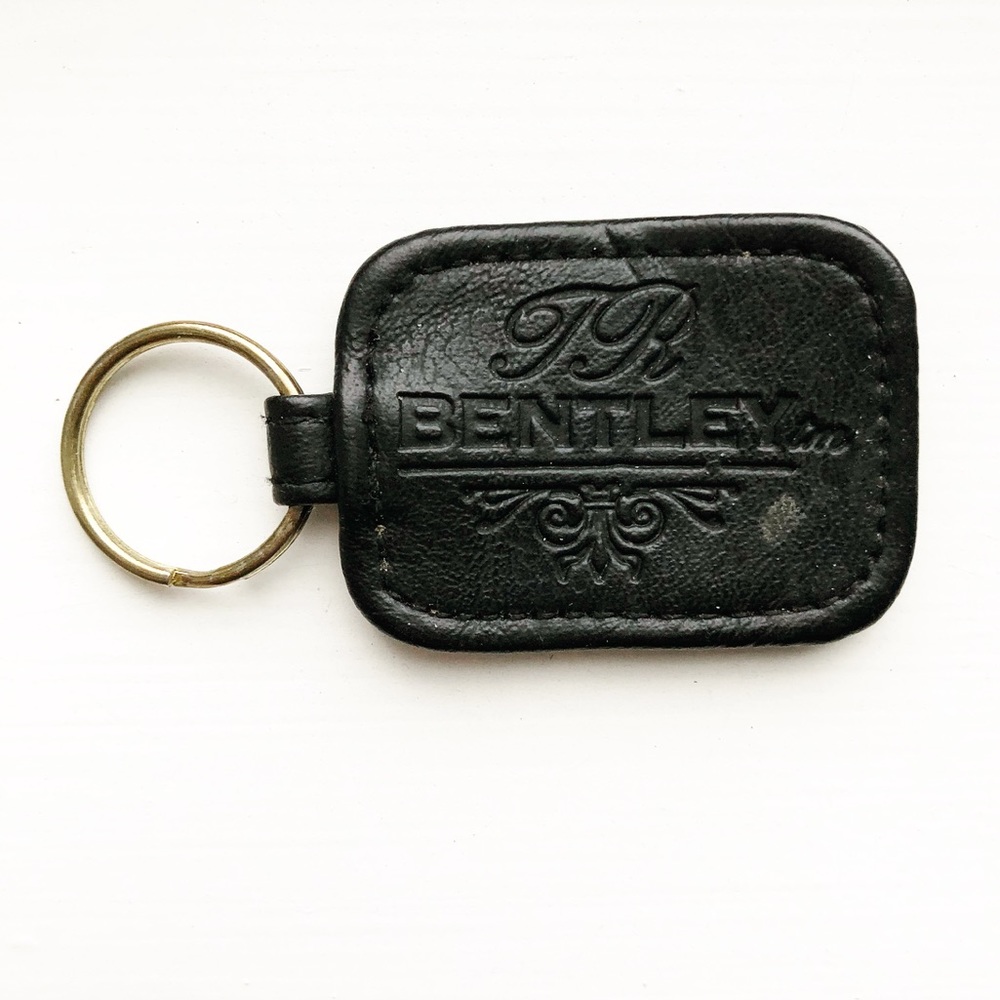 Black leather TR Bentley keychain